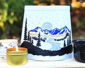 Rustic Mountain Art, Minimalistic Home Decor, Bedroom Lamp Shade, Table Lampshade, Moon And Mountain Art, Office Lamp Shade, Bedside Lamp