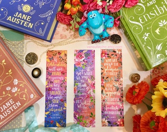 Set of 3 Bookmarks Jane Austen Quotes