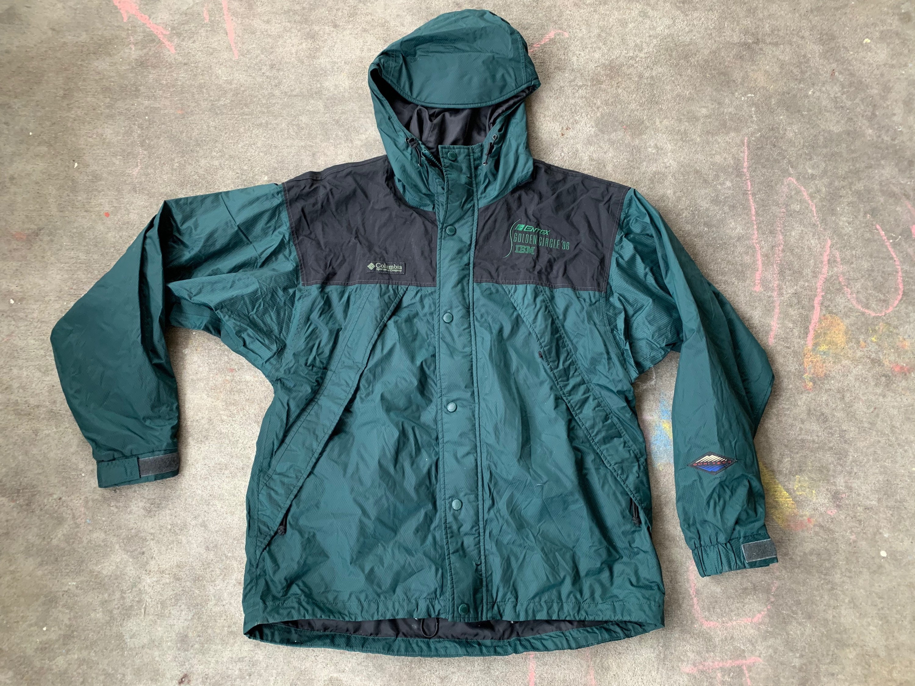 Vintage 1996 Columbia IBM Entex Golden Circle Awards Green Rain Jacket Windbreaker Medium Vintage 1996 Columbia IBM Entex Golden Circle Awards Green Rain Jacket Windbreaker Medium