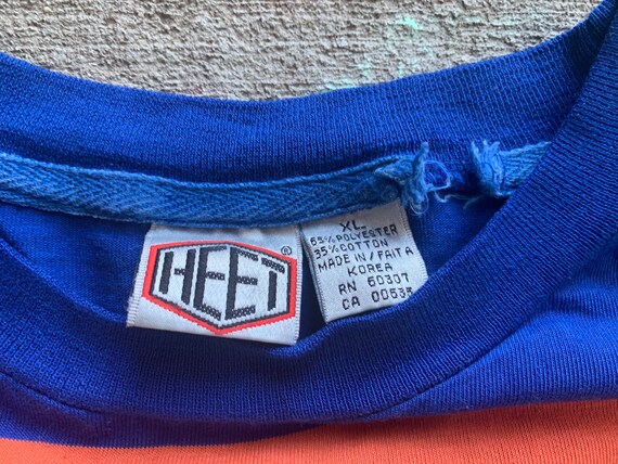 Vintage 1990s HEET Vertical Striped T Shirt Blue … - image 2