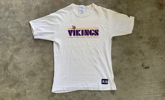 Vintage Dostressed 1970s Minnesota Vikings Starter White T Shirt