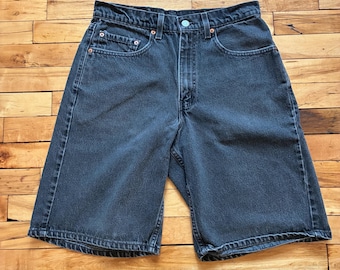 Vintage 90s Levi’s Men’s Black Tab 550 Relaxed Fit Jean Shorts 32 made in USA Faded High Waisted Dad Fit  High Waisted Americana Grunge Punk