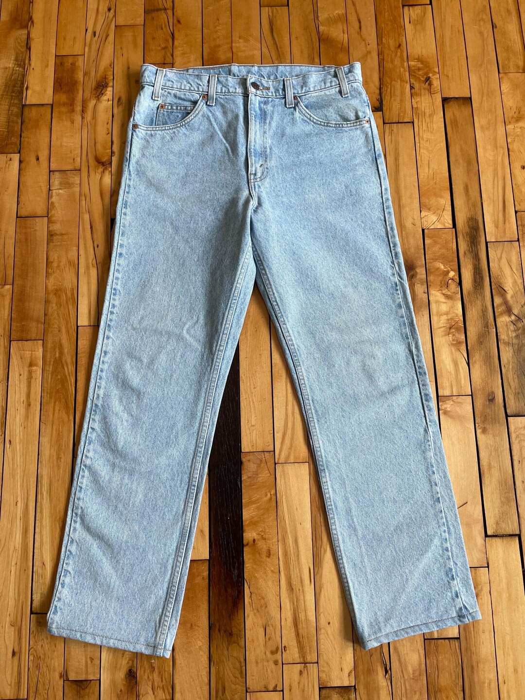 Vintage 90s Levi's 505 Orange Tab Light Wash Denim Jeans 33X30