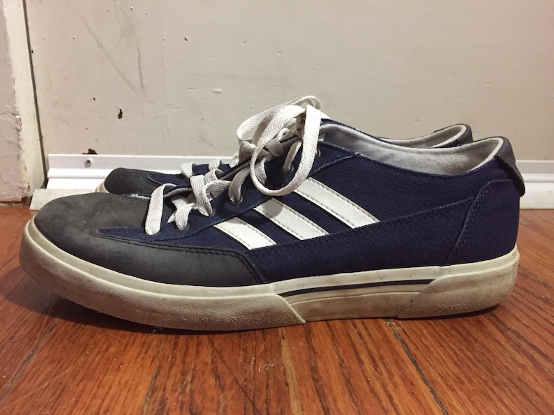 Vintage 1990s Adidas Canvas Sneakers Navy Blue Mens 9 Tennis | Etsy