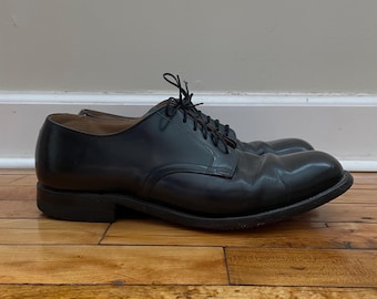 Vintage NOS 70s 80s Craddock Terry Black Oxford Derby Lace Up Service Shoes size 9R  Mens Casual Dress Military Army Navy Surplus Fashion