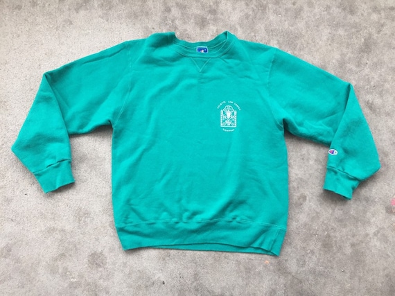 Vintage 1980s 1990s Champion Teal Crewneck Sweater