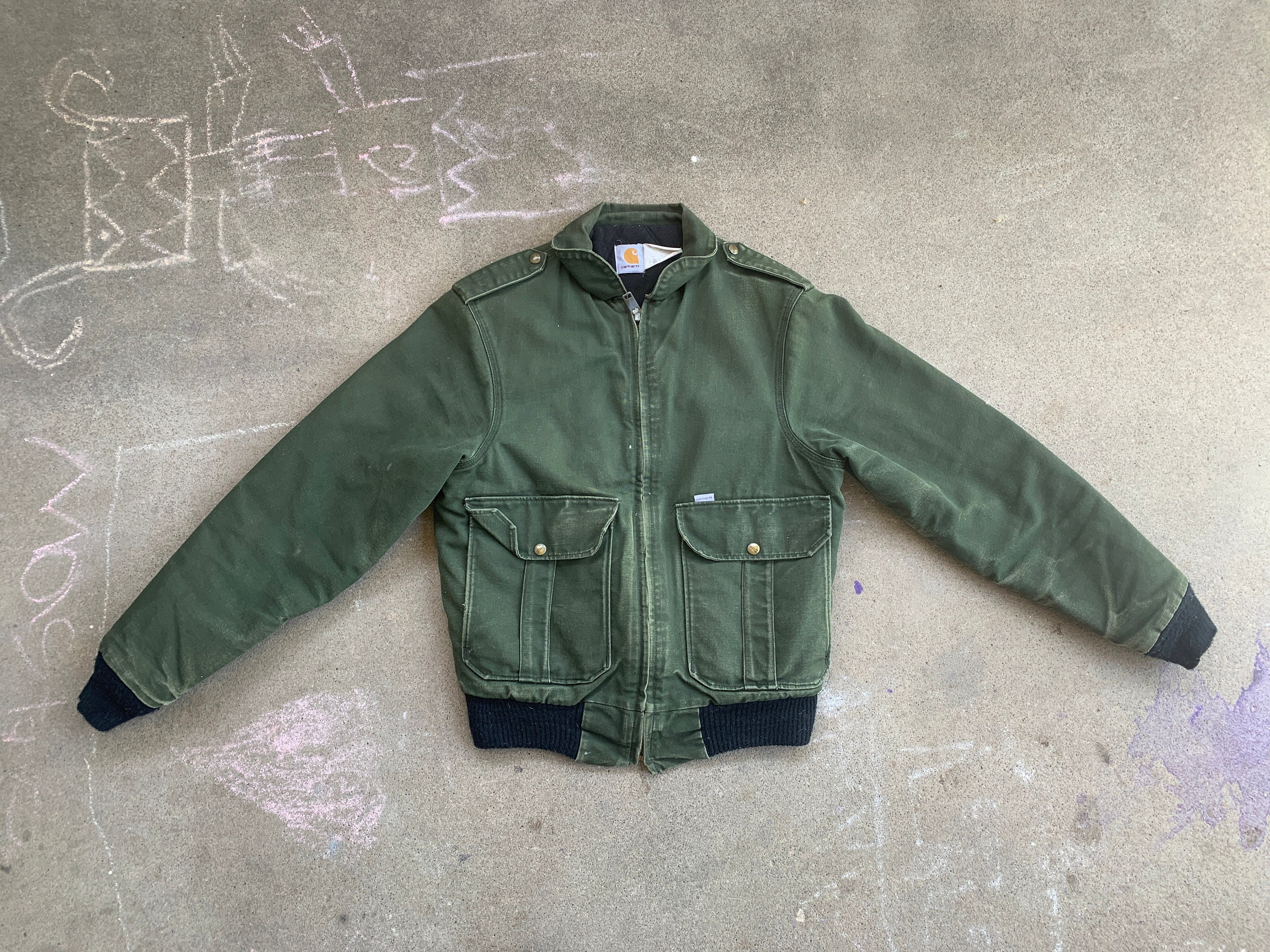 Vintage 1970s 1980s Carhartt Dark Green Bomber Jacket Medium Vintage 1970s 1980s Carhartt Dark Green Bomber Jacket Medium