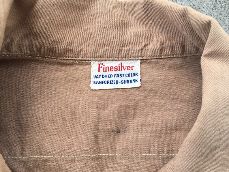 Vintage 1940s 1950s Finesilver Work Shirt Tan Cotton Vat Dyed - Etsy