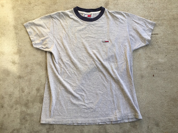 Vintage 1990s 2000s Tommy Hilfiger T Shirt Gray R… - image 1