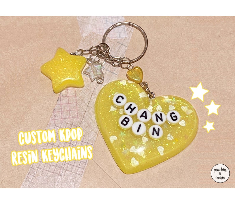 KPOP Custom Kpop Resin Heart Keychains Etsy