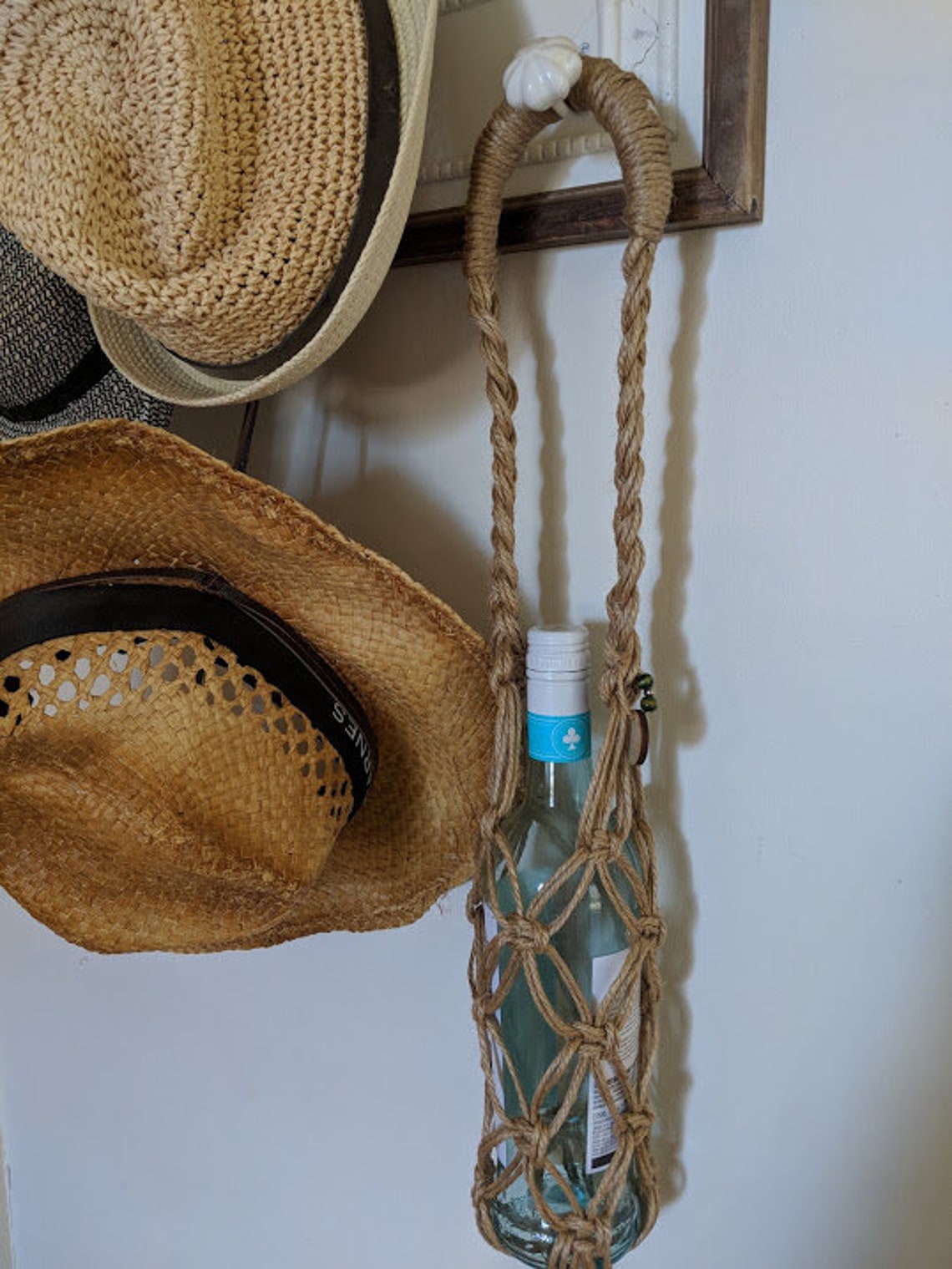 Hand Made Macrame Wine Bottle Holder Etsy