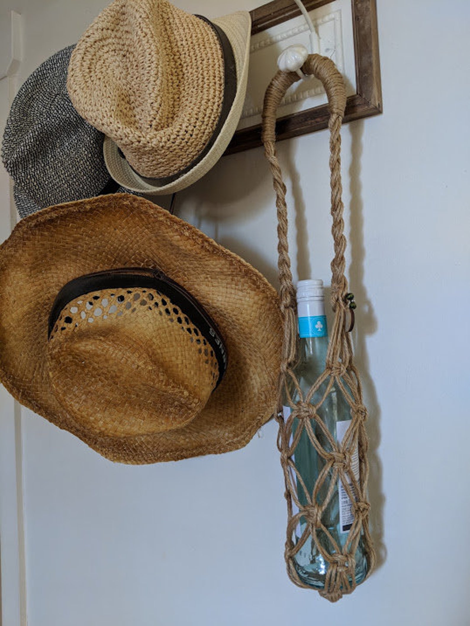 Hand Made Macrame Wine Bottle Holder Etsy