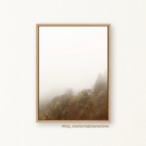 Swiss Fribourg,Switzerland Fall Landscape,Foggy natural photography,Printable Wall Art Earthy colors,Peaceful Digital Print INSTANT DOWNLOAD