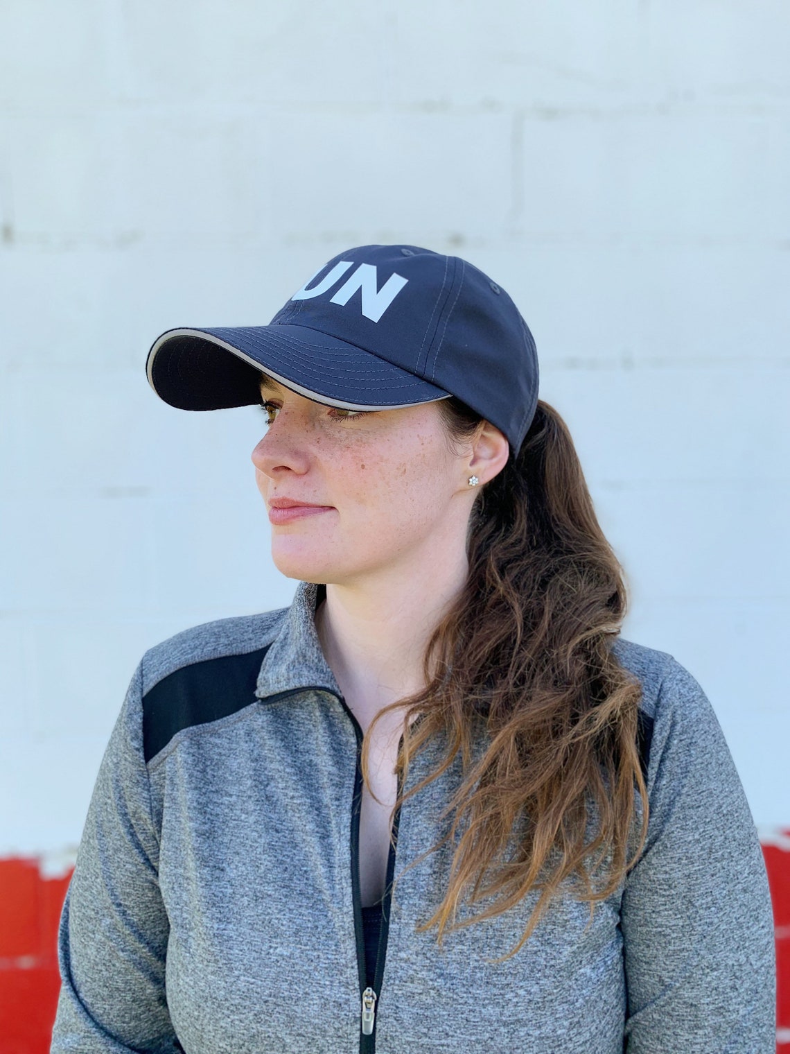 RUN Gray Workout Hat Womens Fitness Hat Running Hat Girls Etsy