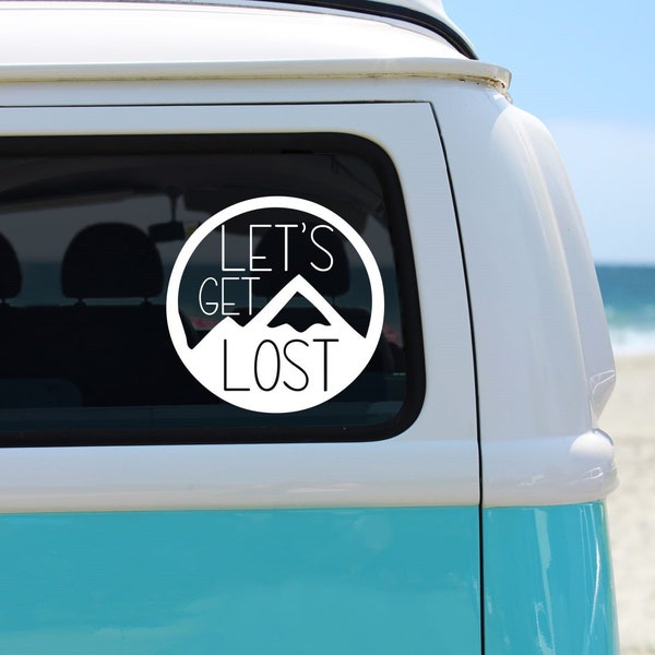 Let's Get Lost Car Decal, Car Sticker, Van Decal, Wanderer Sticker, Window Decal, Window Sticker, Window Vinyl, Mountain Decal, Get Lost