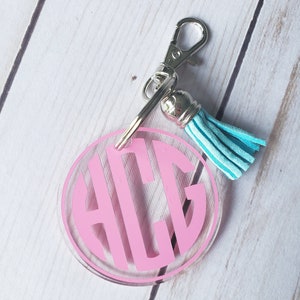 Monogrammed Keychain With Tassel, Tassel Monogram Keychain, Personalized Keychain, Personalized Gift, Monogram Gift, Monogram Key Chain