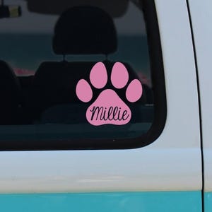 Paw Print Decal, Personalized Pet Name Decal Sticker, Pet Name Decal, Pet Present Sticker, Paw Print Name Decals, Paw Print Stickers Decal
