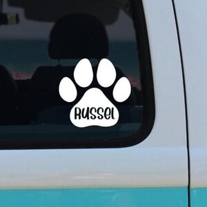 Paw Print Decal, Personalized Pet Name Decal Sticker, Pet Name Decal, Pet Present Sticker, Paw Print Name Decals, Paw Print Stickers Decal
