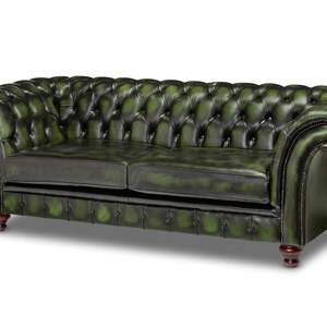 Chesterfield Three Seater Belmont Sofa Antique Green Leather - Etsy UK