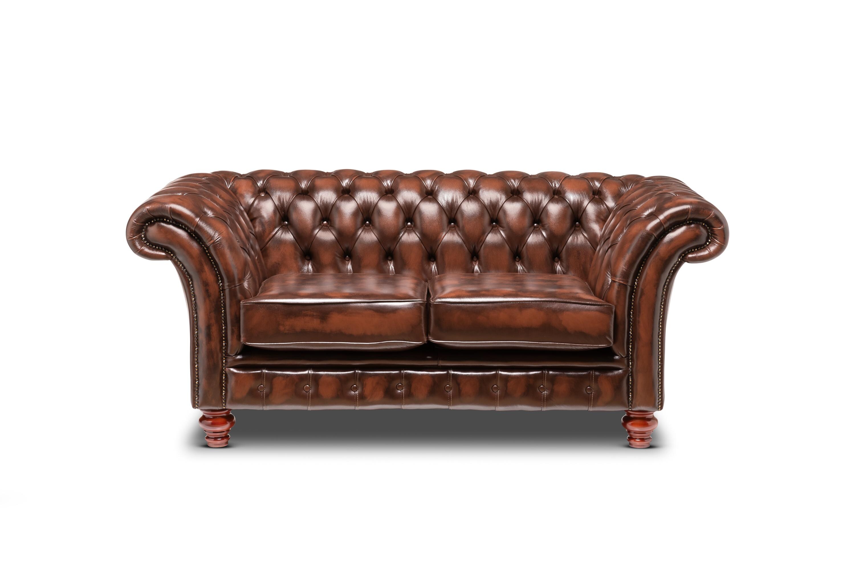 Chesterfield Two Seater Belmont Sofa Antique Brown Leather - Etsy UK