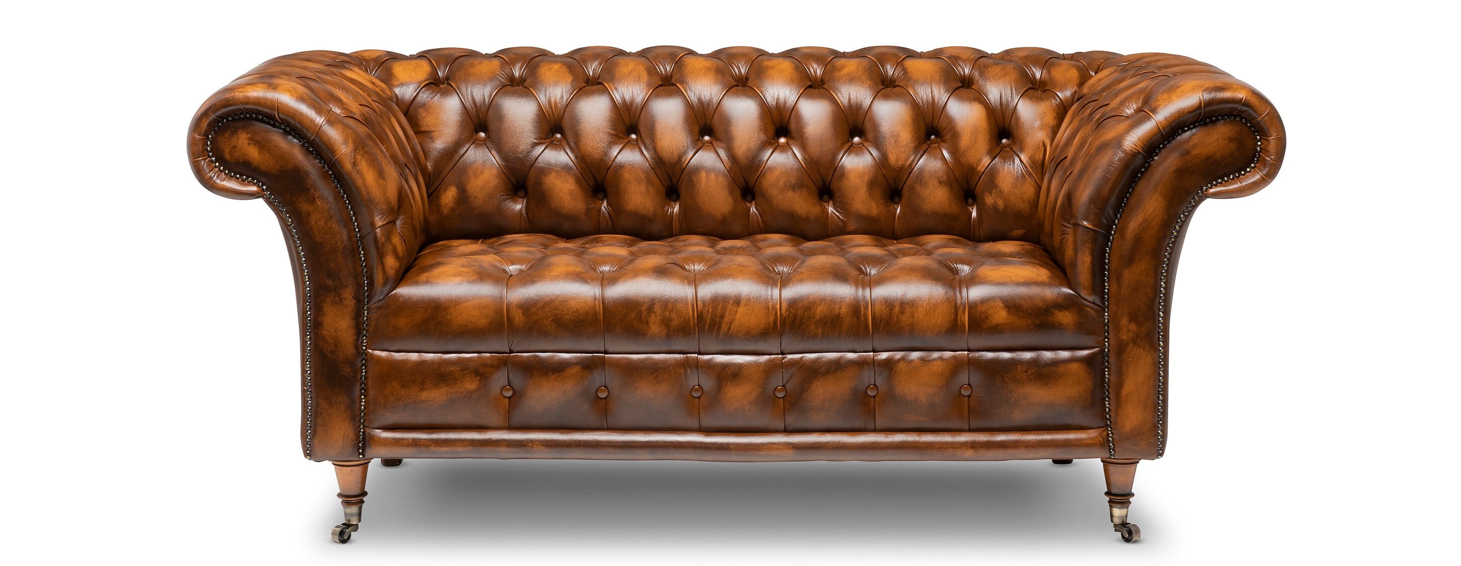 Chesterfield Belmont Real Leather Buttoned Seat Two / Three Seater Sofa ...