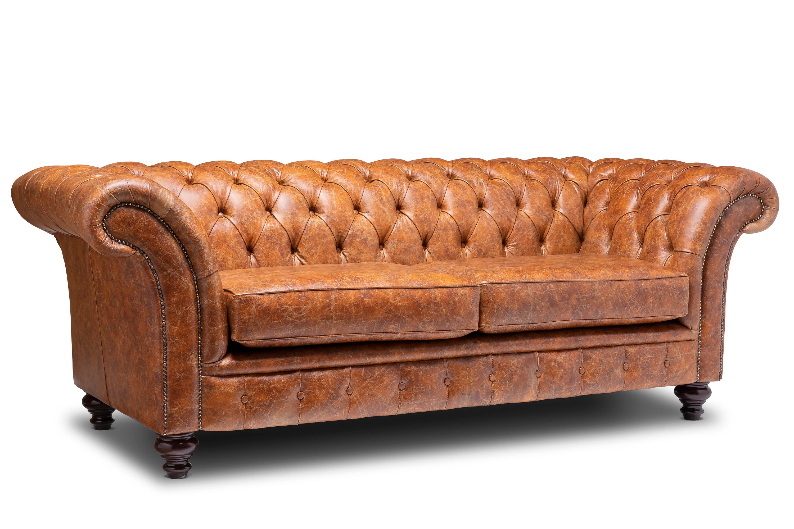 Chesterfield Belmont Real Leather Two / Three Seater Sofa Vintage Tan ...