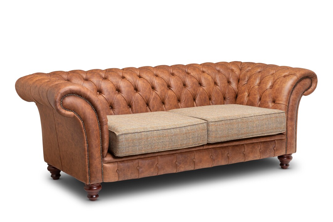 Chesterfield Belmont Real Leather Two / Three Seater Sofa Vintage Brown ...