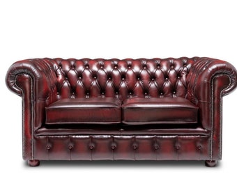 Chesterfield Real Leather Two Seater Sofa Antique Leather (4 Colours)