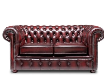 Chesterfield Real Leather Two Seater Sofa Antique Leather (4 Colours)