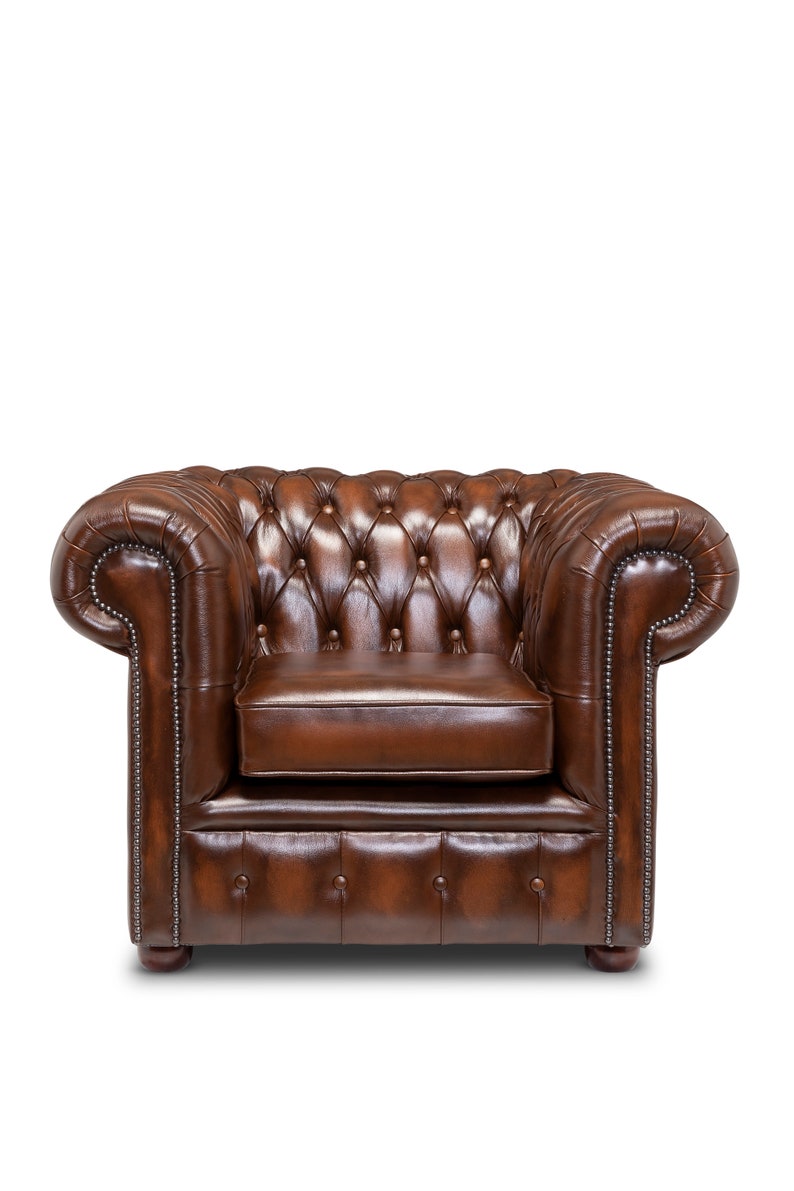 Chesterfield Real Leather Two Seater Sofa Genuine Antique Tan Leather ...