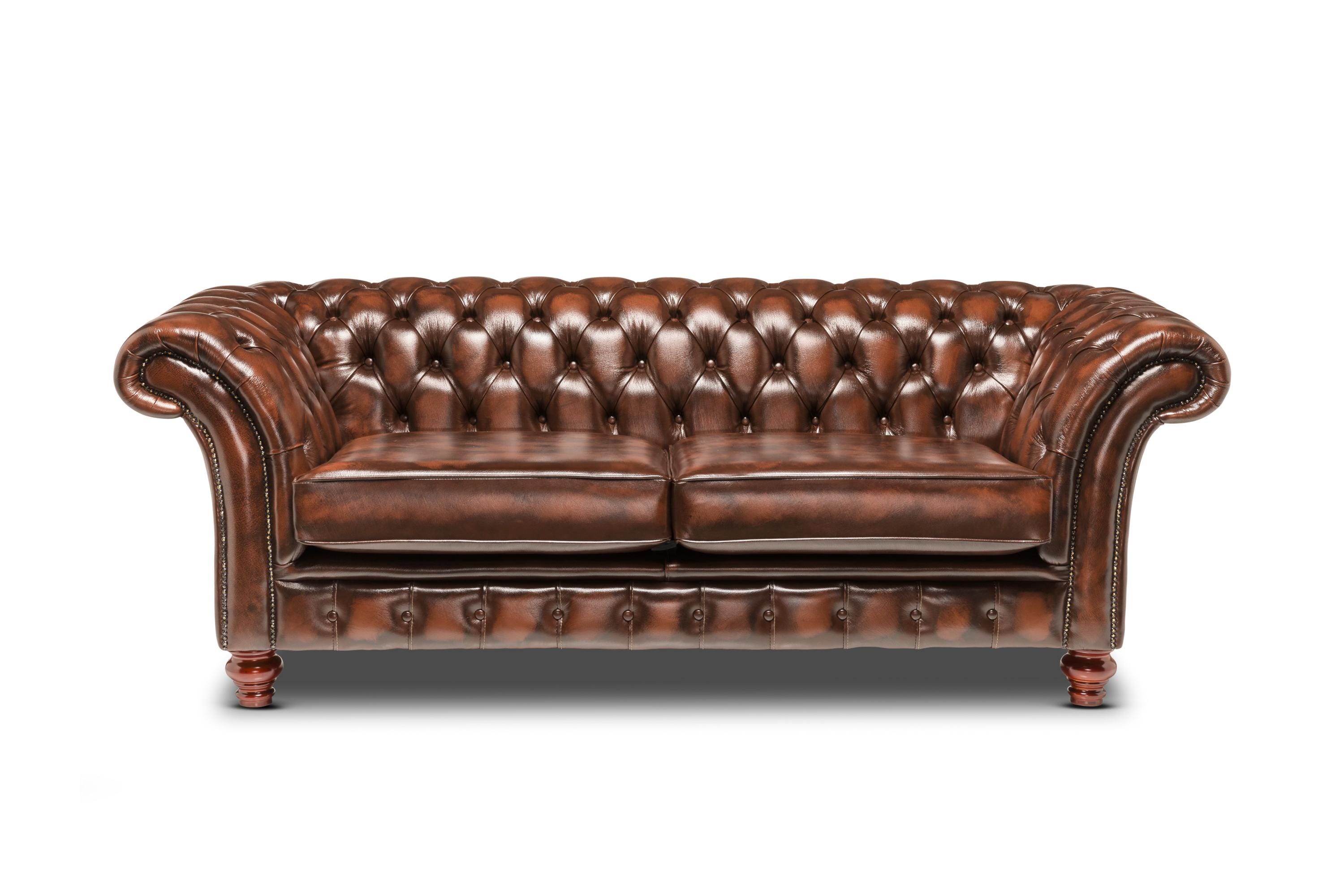 Chesterfield Three Seater Belmont Sofa Antique Brown Leather - Etsy UK