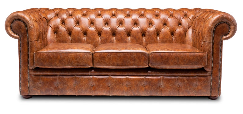 Chesterfield Real Leather Two / Three Seater Sofa Vintage Tan - Etsy UK