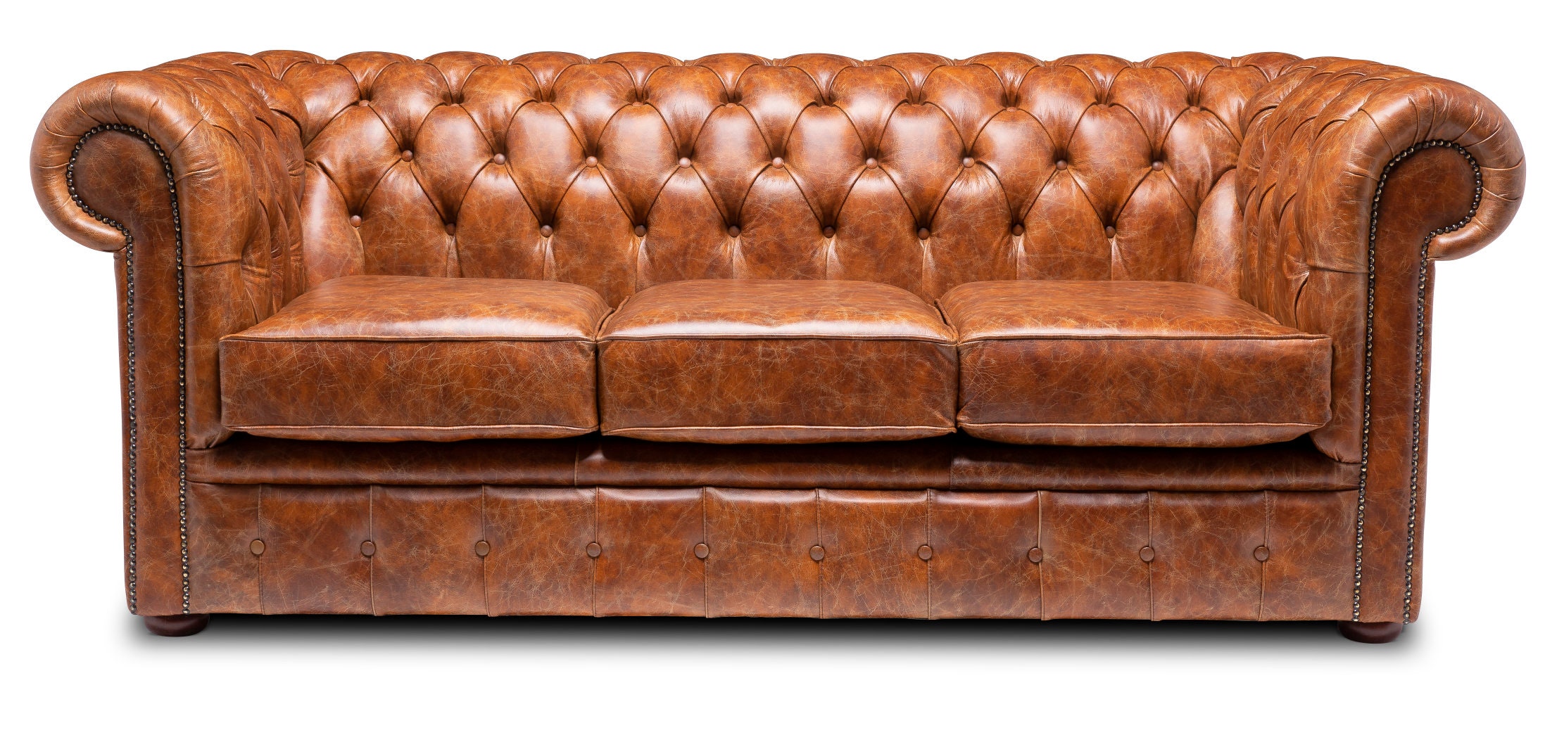 Chesterfield Real Leather Two / Three Seater Sofa Vintage Tan - Etsy UK
