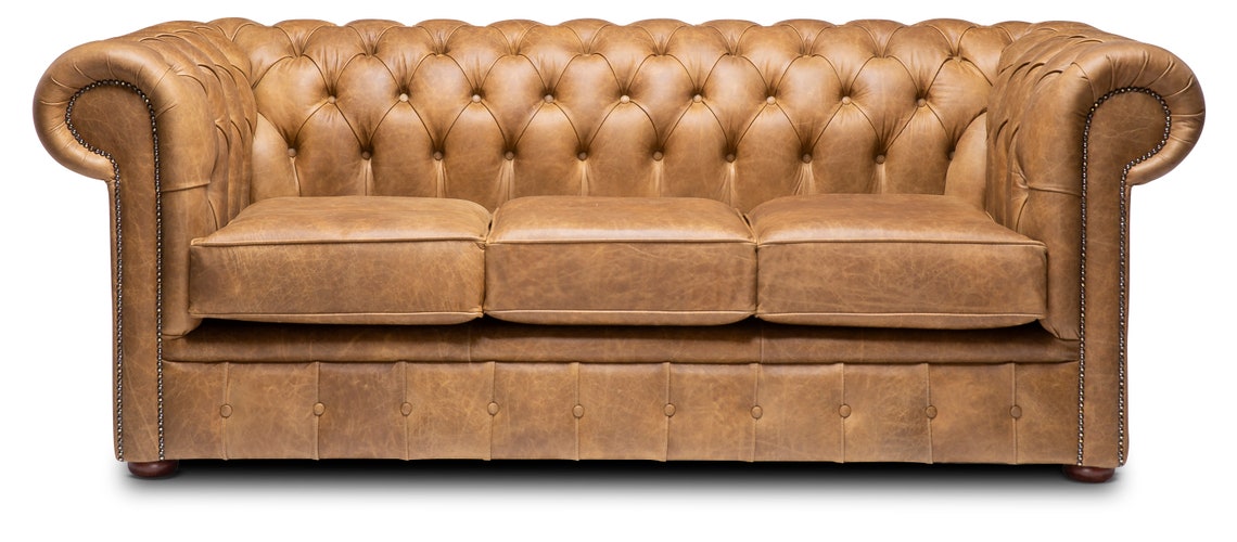 Chesterfield Real Leather Two / Three Seater Sofa Vintage Cognac - Etsy UK