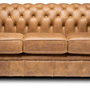 Chesterfield Real Leather Two / Three Seater Sofa Vintage Cognac - Etsy UK