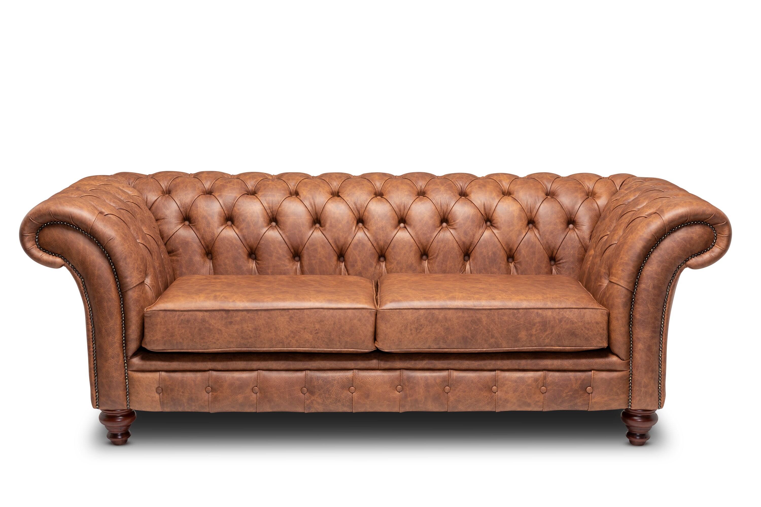 Chesterfield Belmont Real Leather Two / Three Seater Sofa Vintage Brown ...