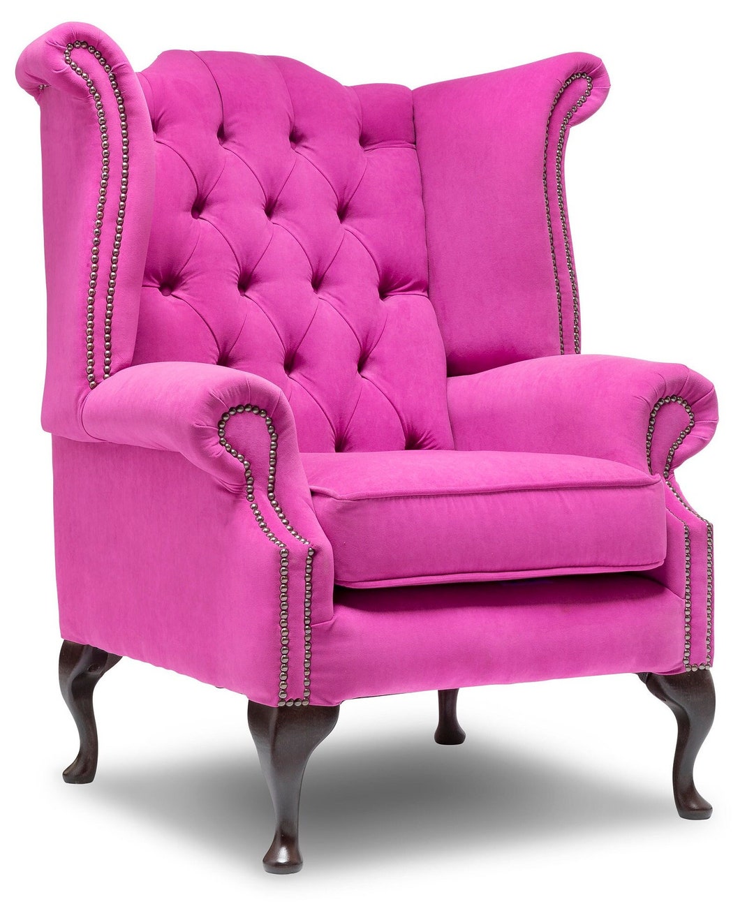 Chesterfield High Back Wing Chair in Velvet Etsy UK