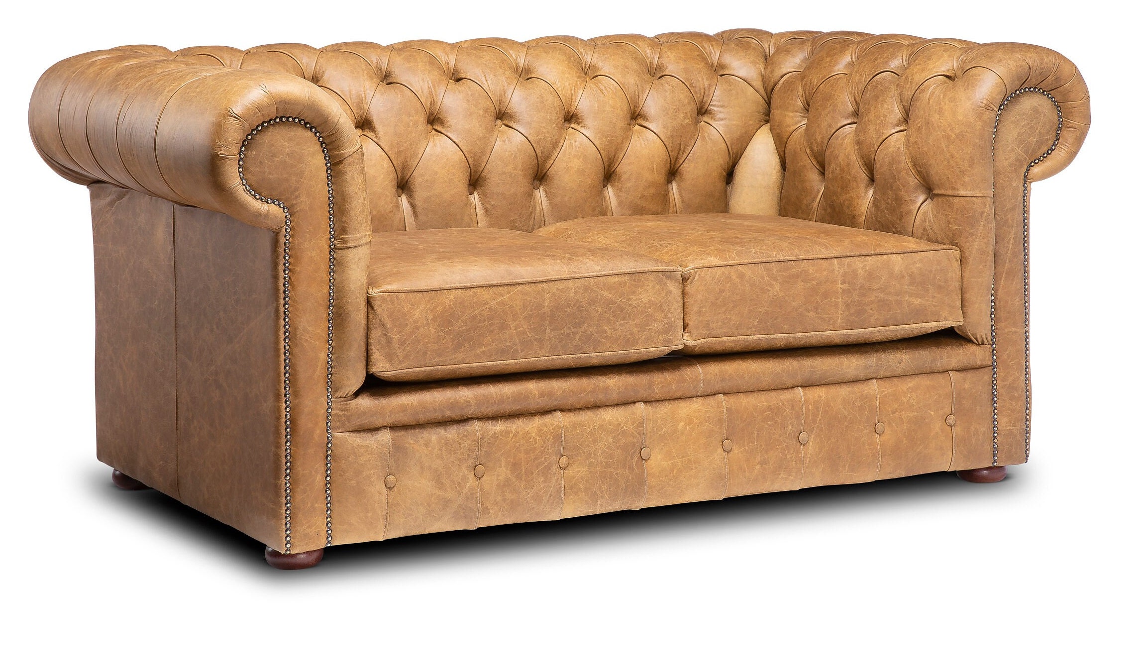 Chesterfield Real Leather Two / Three Seater Sofa Vintage Cognac - Etsy UK