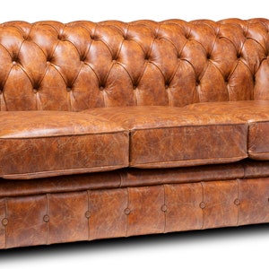 Chesterfield Real Leather Two / Three Seater Sofa Vintage Tan - Etsy UK