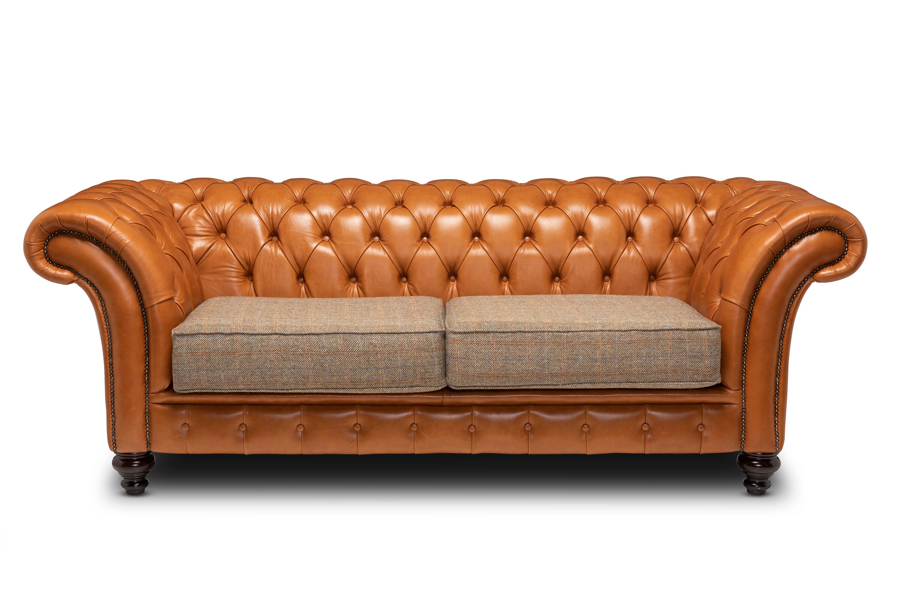 Chesterfield Belmont Real Leather Two / Three Seater Sofa Tan Leather ...