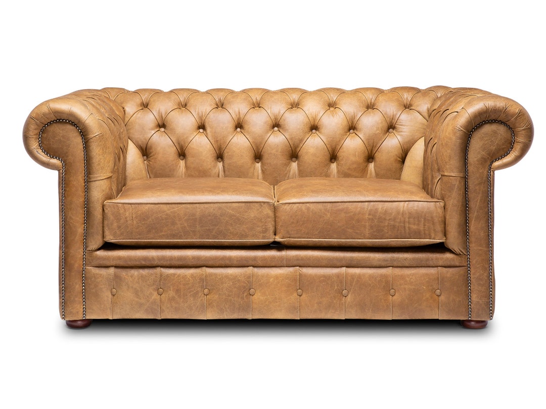 Chesterfield Real Leather Two / Three Seater Sofa Vintage Cognac - Etsy UK