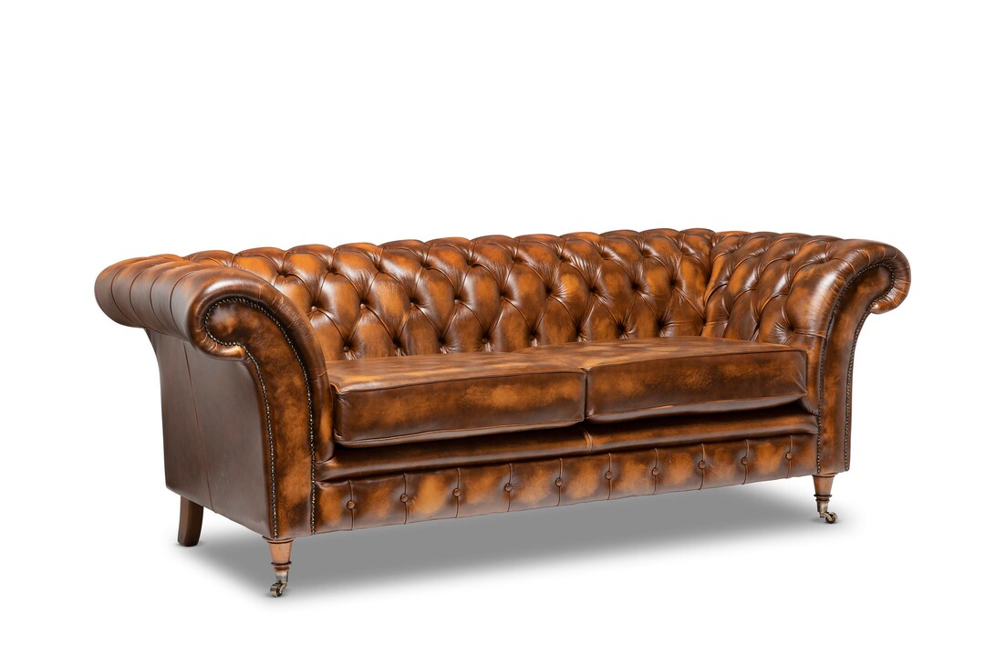 Chesterfield Belmont Real Leather Two / Three Seater Sofa Antique Tan ...