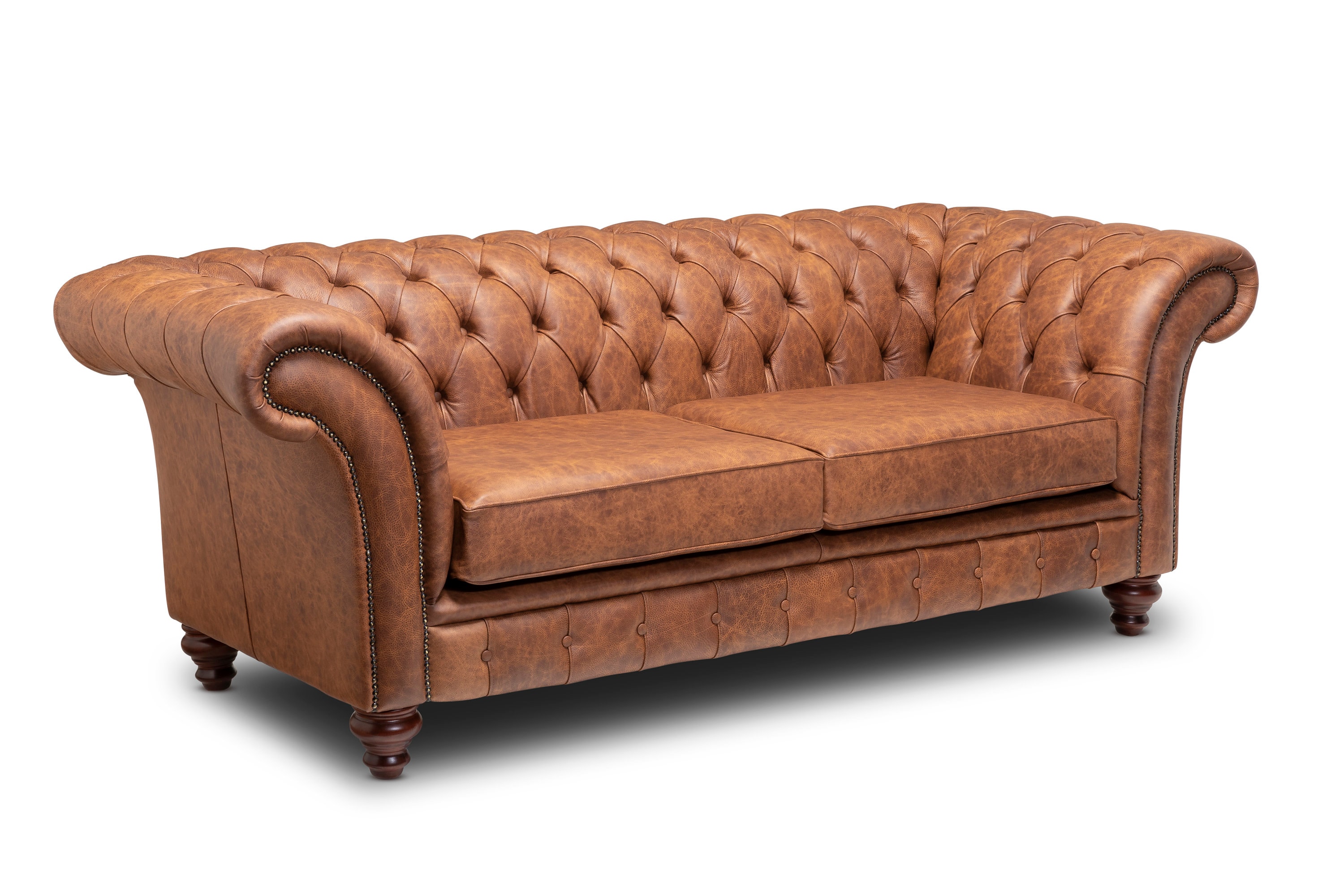 Chesterfield Belmont Real Leather Two / Three Seater Sofa Vintage Brown ...