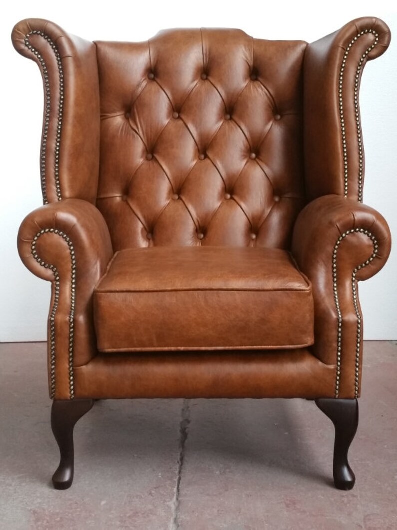 Chesterfield Queen Anne High Back Wing Chair in Vintage Etsy