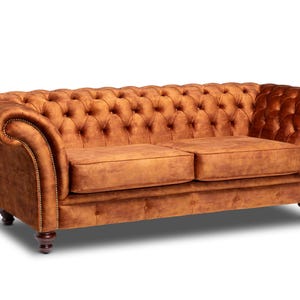 Chesterfield Three Seater Belmont Sofa Vintage Tan Velvet - Etsy UK