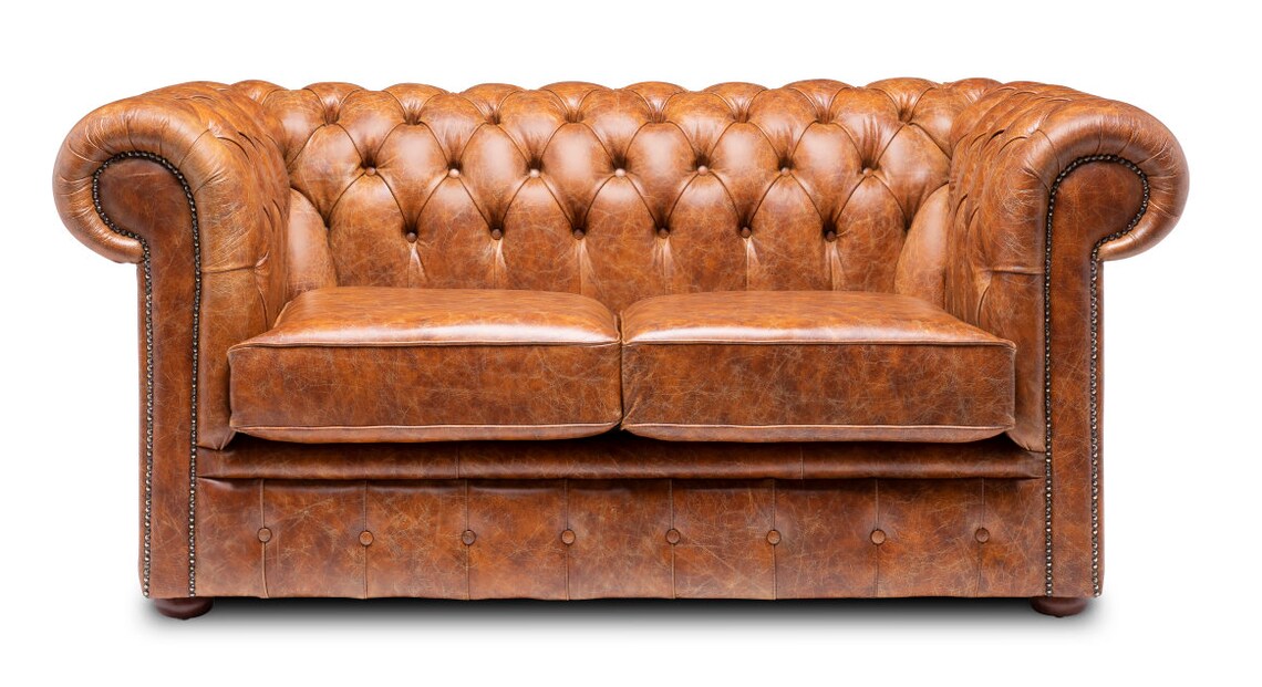 Chesterfield Real Leather Two / Three Seater Sofa Vintage Tan - Etsy UK