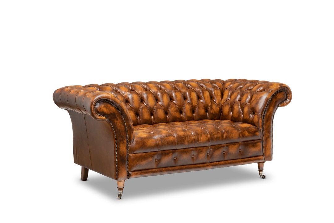 Chesterfield Belmont Real Leather Buttoned Seat Two / Three Seater Sofa ...