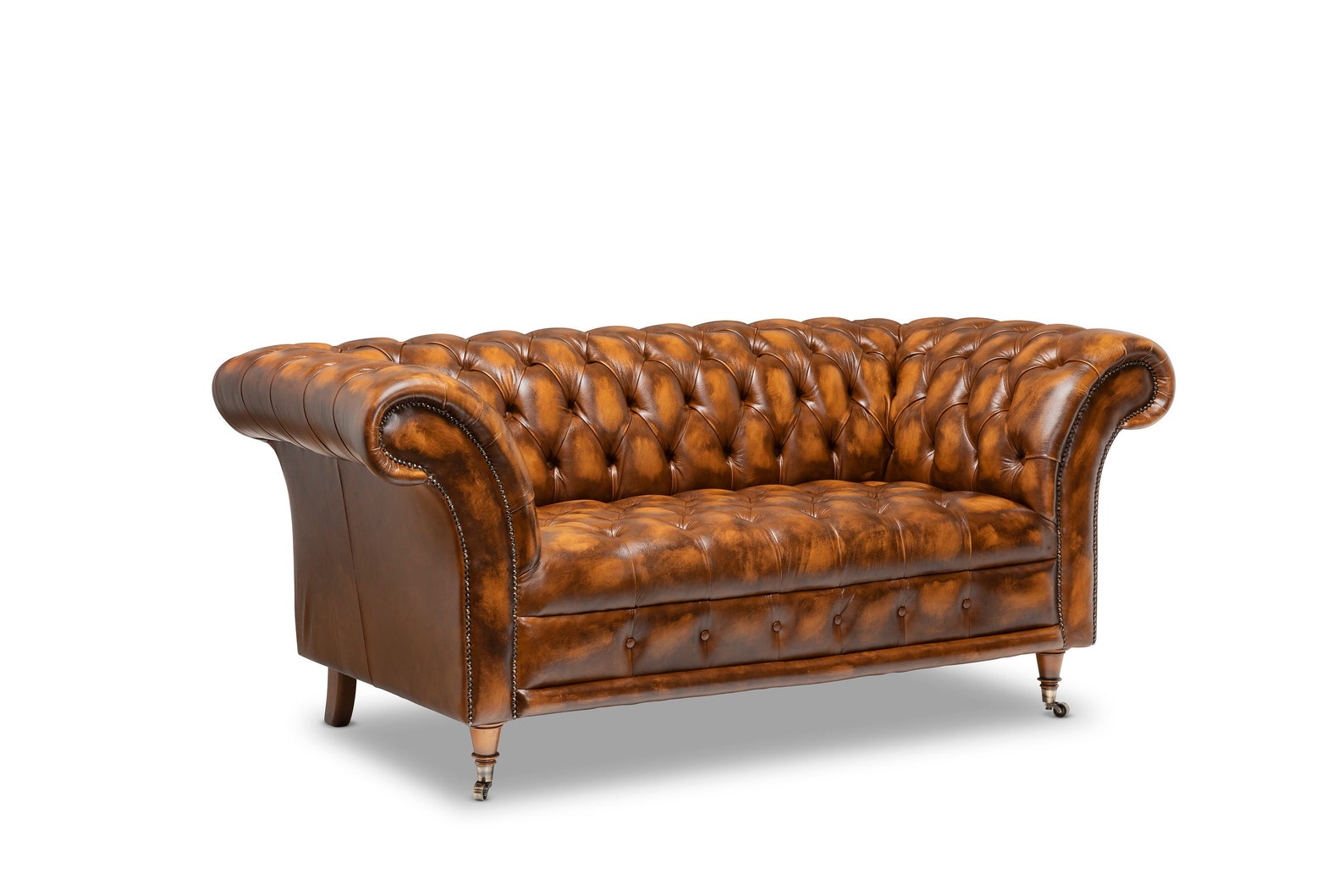 Chesterfield Belmont Real Leather Buttoned Seat Two / Three Seater Sofa ...