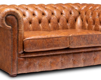 Handmade 3 Seater Vintage Tan Leather Chesterfield Sofa - Etsy UK