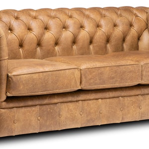 Chesterfield Real Leather Two / Three Seater Sofa Vintage Cognac - Etsy UK